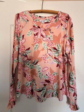 Chico's Pink Long Sleeve Floral Top - Size 2